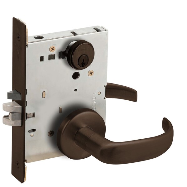 Schlage Grade 1 Storeroom Mortise Lock, Conventional Cylinder, S123 Keyway, 17 Lever, B Rose, Dark Oxidized L9080P 17B 613 - main